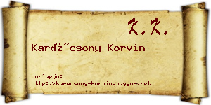 Karácsony Korvin névjegykártya